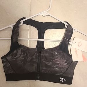 Yvette Front-Zip Racerback Sports Bra in Medium Charcoal RUNS SMALL